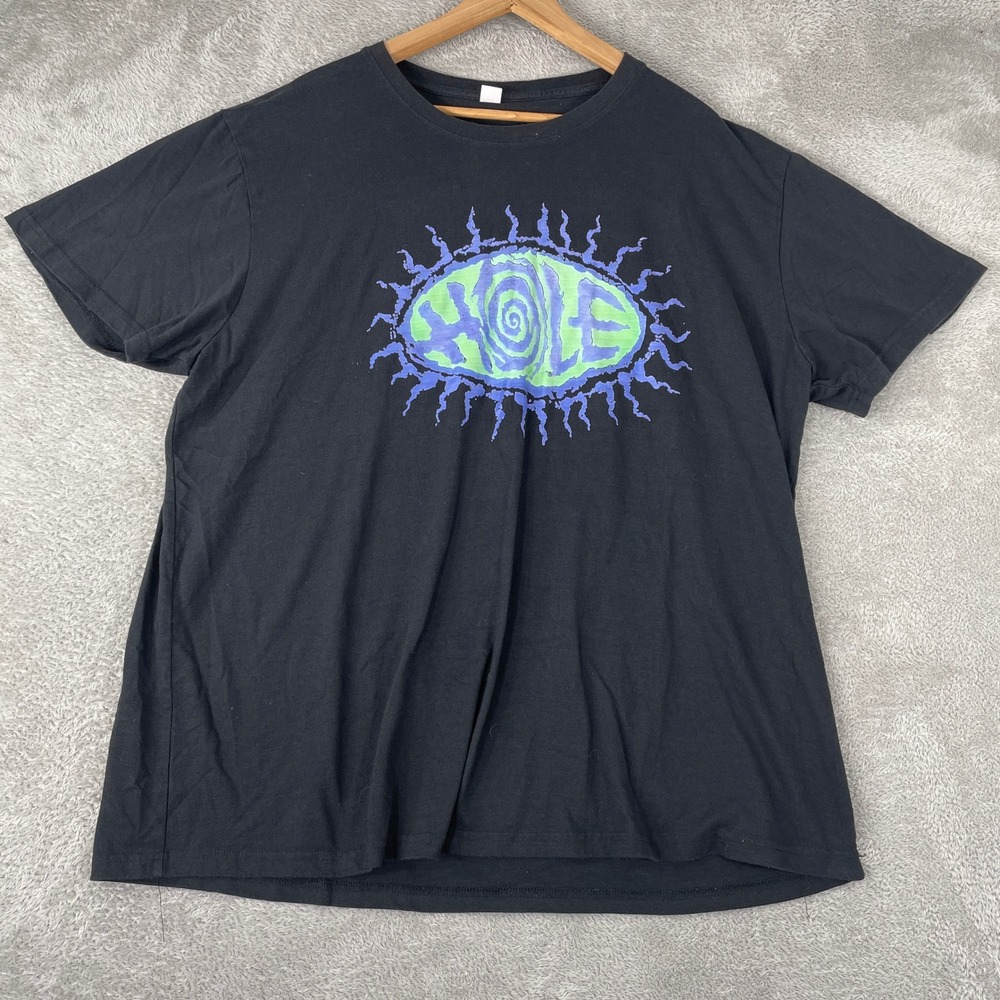 Hole Band Shirt Mens 2XL Black Courtney Love Grunge Alternative Rock Swirl Logo